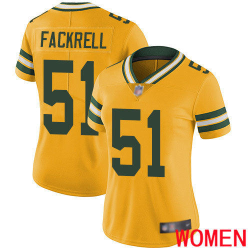 Green Bay Packers Limited Gold Women 51 Fackrell Kyler Jersey Nike NFL Rush Vapor Untouchable